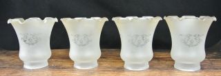 Vtg Set Of 4 Shades White And Amber Frosted Glass Sconce,  Bathroom,  Ceiling Fan