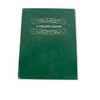 Vintage Woolworth 4 Column Ledger Book Green 7 1/4 " X 9 1/4 " Pre - Owned