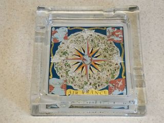 Vintage Air France Airline Large Glass Cigar Ashtray Advertising Piece 7 " X 7 "