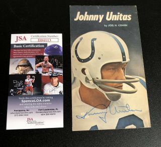 Johnny Unitas Autographed Book Cover Jsa Certified Baltimore Colts