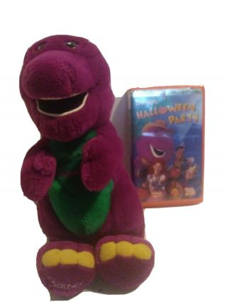 Vtg Talking Barney Doll I Love You Plush/barney Halloween Party Vhs Cassette