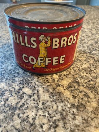 Vintage Hills Bros Brothers 1 Lb Coffee Can Tin Advertising