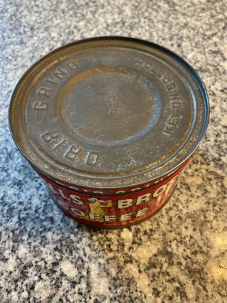 Vintage Hills Bros Brothers 1 LB Coffee Can Tin Advertising 2