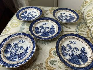 Vintage Booths " Real Old Willow " Saucer & 4 Small Plates Made In England 1940s