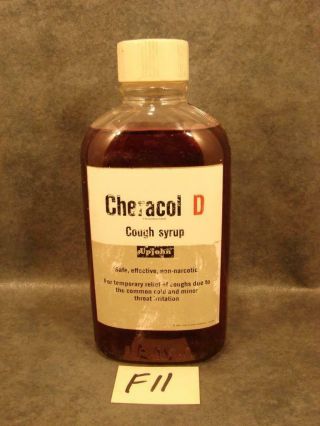 F11 Vintage 1965 Large Pharmacy Drug Store Display Bottle Cheracol D Cough Syrup