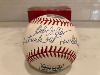 Bob Feller I Struck Out Lou Gehrig Indians Signed Autograph Baseball Authentic