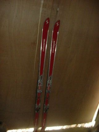 Vintage Wood Snow Skis Blizzard Fan 2000 Red 66 1/2 " Great Cottage Cabin Decor