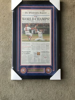 Phillies 2008 World Series Philadelphia Inquirer Newspaper Framed