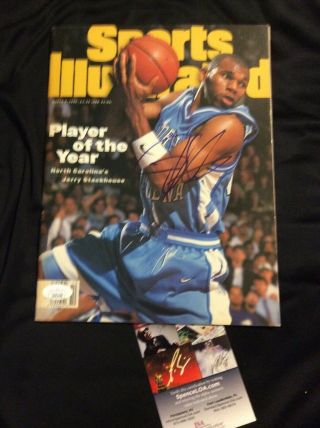 Jerry Stackhouse Signed Sports Illustrated No Label Nl Si Unc Tar Heels Jsa