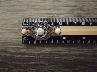 VINTAGE SCOTTISH/ CELTIC LOVELY CRAFTED GLASS AGATE SILVER BAR BROOCH PIN 3