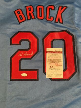 Lou Brock Signed/Autographed St.  Louis Cardinals Custom Blue Jersey JSA 2