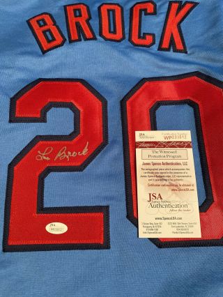 Lou Brock Signed/Autographed St.  Louis Cardinals Custom Blue Jersey JSA 3