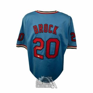 Lou Brock Autographed St.  Louis Cardinals Custom Blue Baseball Jersey - Jsa (b)
