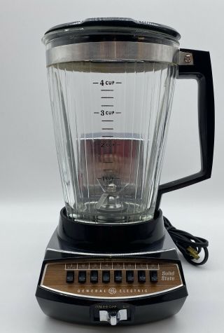 Vintage General Electric Ge 2dbl3 Blender Chrome& Black Oval Glass Jar Rare