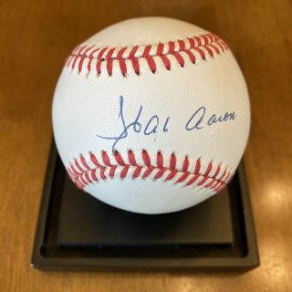 Hank Aaron Signed Autographed Official National League Baseball Braves