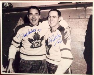 Frank Mahovlich And Red Kelly Hof Autographed 8x10 B&w Photo Leafs Signed