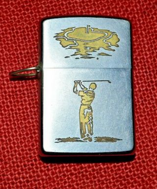 Vintage Zippo Golfer Cigarette Lighter W/lossproof Hinge Ring