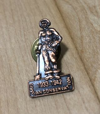 Vintage 1933 - 1942 Civilian Conservation Corps Ccc Pin Lapel Badge Man Digger