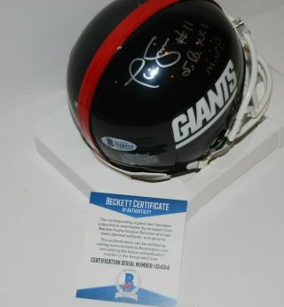 PHIL SIMMS signed (YORK GIANTS) mini football helmet BECKETT BAS U54314 2