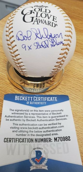 Autographed Bob Gibson Official Gold Glove Major League Baseball - Beckett