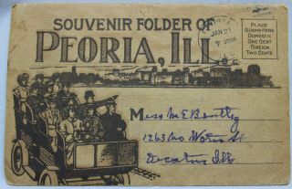 Peoria Illinois Souvenir Postcard Folder Of 18 Views 1910s Vintage Travel