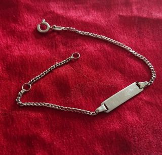 Retro Identity Figaro Link Vintage Hallmarked Sterling Silver Adjust Bracelet,