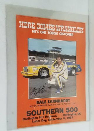Autographed Dale Earnhardt 1982 Southern 500 Racing Poster In Sleeve 18x24