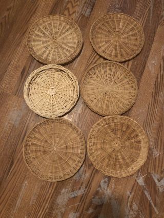 6 Vintage Wicker/rattan/bamboo Paper Plate Holders