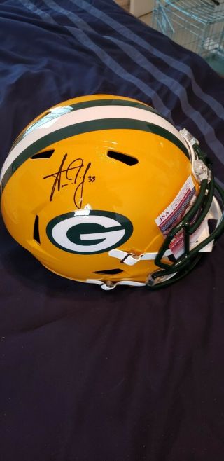 Aaron Jones Full Size Autographed Green Bay Packers Helmet Jsa Certified