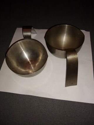 Set Of 2 Vintage Barretts Stainless Steel Measuring Cups,  1/2 ",  1/3 ",  1/4 "