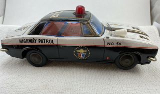 Vintage Trade Mark Modern Toys Tin Battery Operated Police Highway Patrol Car
