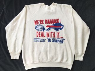 Vtg 1993 Buffalo Bills We’re Back Deal With It Sweatshirt Afc Distressed Size L