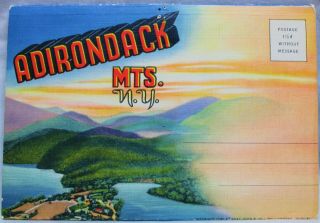 Adirondack Mountains Ny Souvenir Postcard Folder Of 18 Views 1940s Vintage