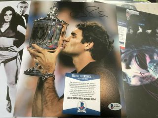 Roger Federer Signed Autograph 8x10 Photo Auto Beckett Bas " The Last Kiss? "