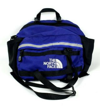 The North Face Lumbar Waist Fanny Pack Blue Black Hiking Vintage 90 