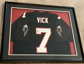 Michael Vick Atlanta Falcons Signed Black Jersey Professionally Framed