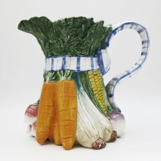 Fitz & Floyd Vegetable Garden Pitcher Ceramic Vintage Gardners Gift Idea