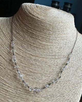 Vintage Crystal And Sterling Silver Necklace