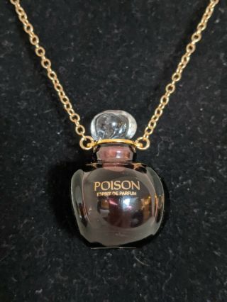 Gold Plated Vintage Dior Poison Mini Perfume Bottle Necklace