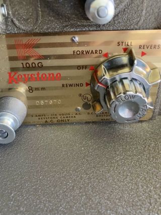 Vintage Keystone Camera K 100G 8mm Movie Projector AC Only DCA Lamp 3