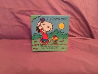 Vtg Springbok Mini 7 " Sq.  Puzzle Snoopy Peanuts Keep Smiling 1958 1965