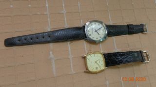 2 Old Vintage Mans Wrist Watches Gents Square Accurist,  Lucerne Spares Repair