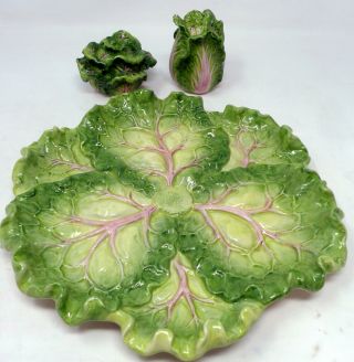 Vintage Kaldun & Bogle Cabbage Lettuce 11 " Plate Salt Pepper Shaker