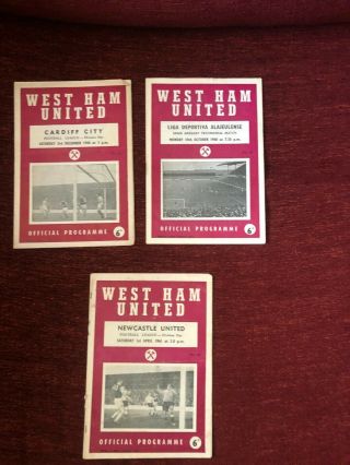 3 X West Ham Vintage Programmes 1960/61