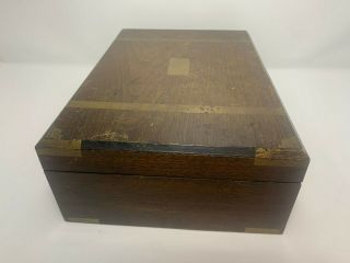 Antique Vintage Wooden Project Document Box w/ Lock - Key 2