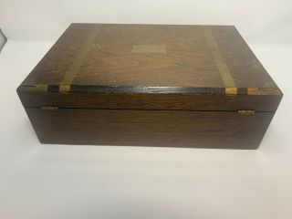 Antique Vintage Wooden Project Document Box w/ Lock - Key 3