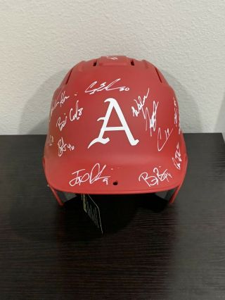 2018 Arkansas Razorbacks Signed College World Series Finals Baseball Helmet