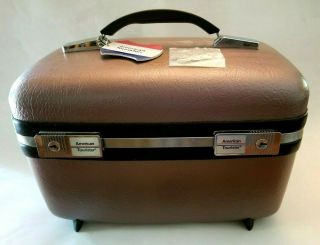Vintage American Tourister Train Case - Plum W/key & Attached Make Up Case