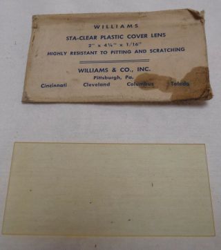1940s Vintage Sta - Clear Plastic Cover Lens Williams In Paper Sleeve 2 X 4.  25 "