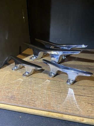 Vintage 1970s Chrome Boat Cleat Set Of 4 Extremely No Pitting